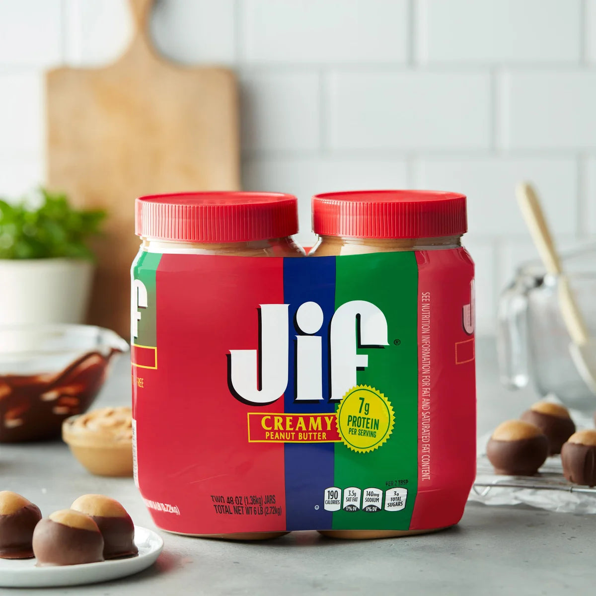 Jif Creamy Peanut Butter 48 oz, 2-Count