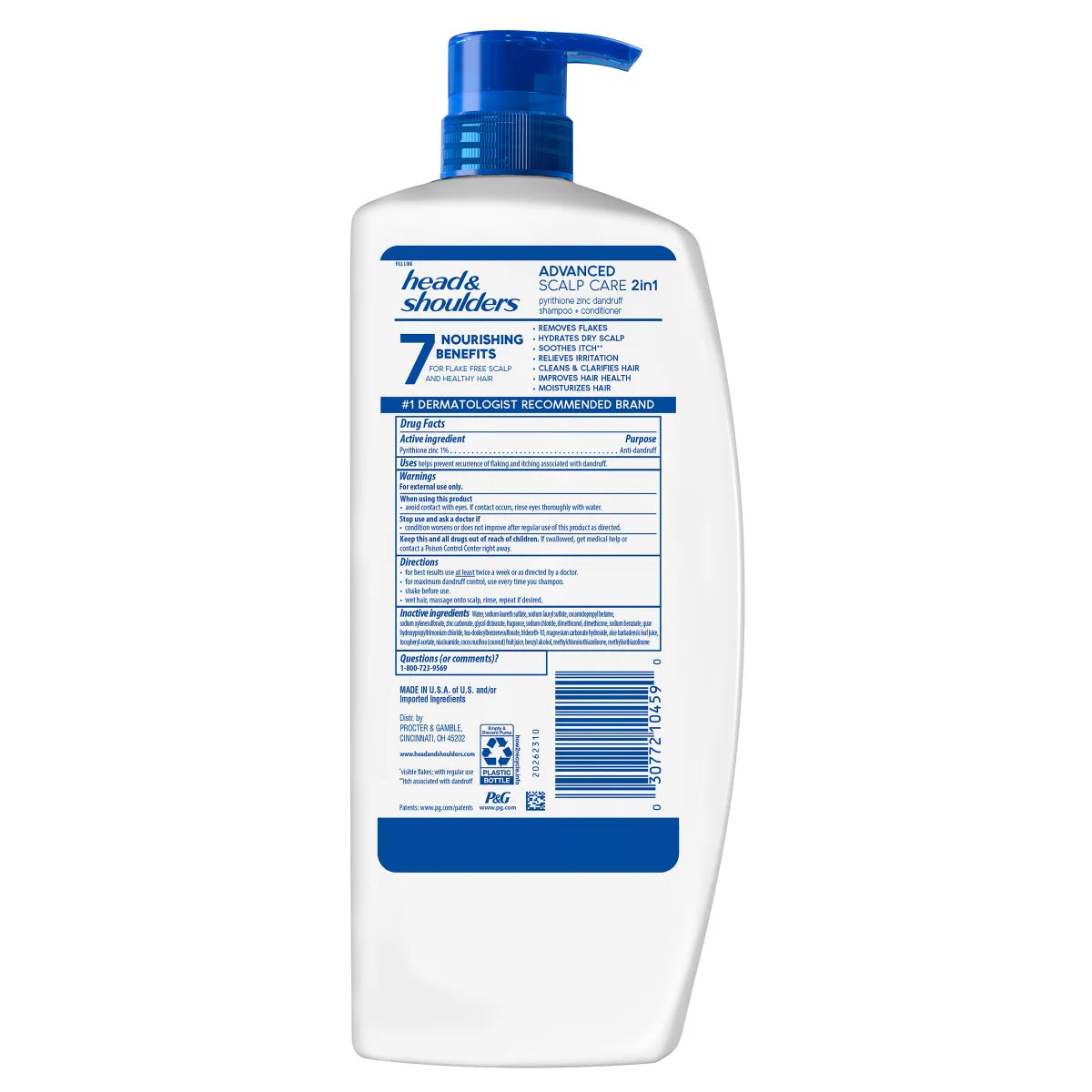 Head & Shoulders 2-in-1 Dandruff Shampoo and Conditioner Advanced Scalp Care with Aloe Vera, Coconut Water & Vitamins, 40 fl oz