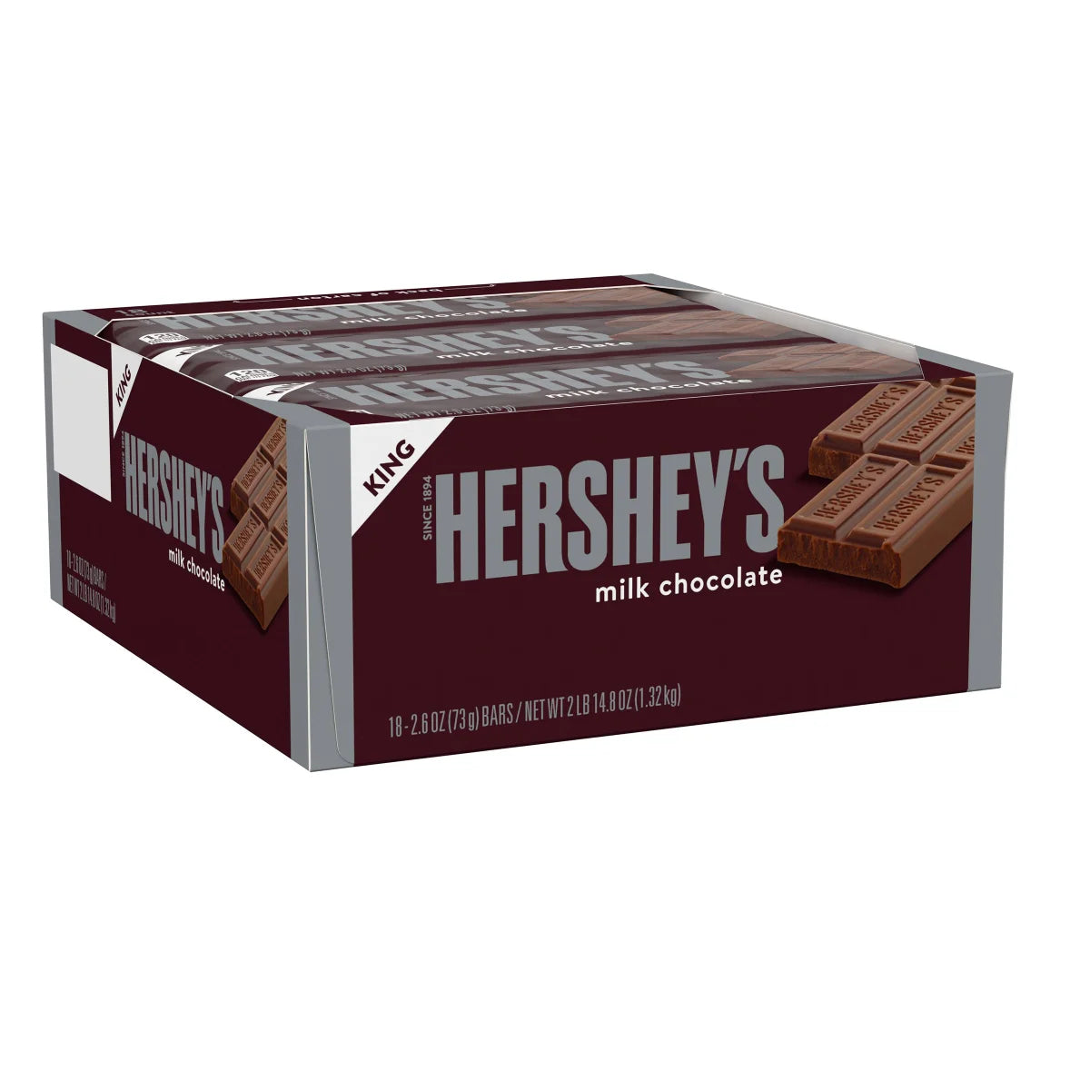 Hershey's King Size Milk Chocolate Bars, 2.6 oz, 18-count