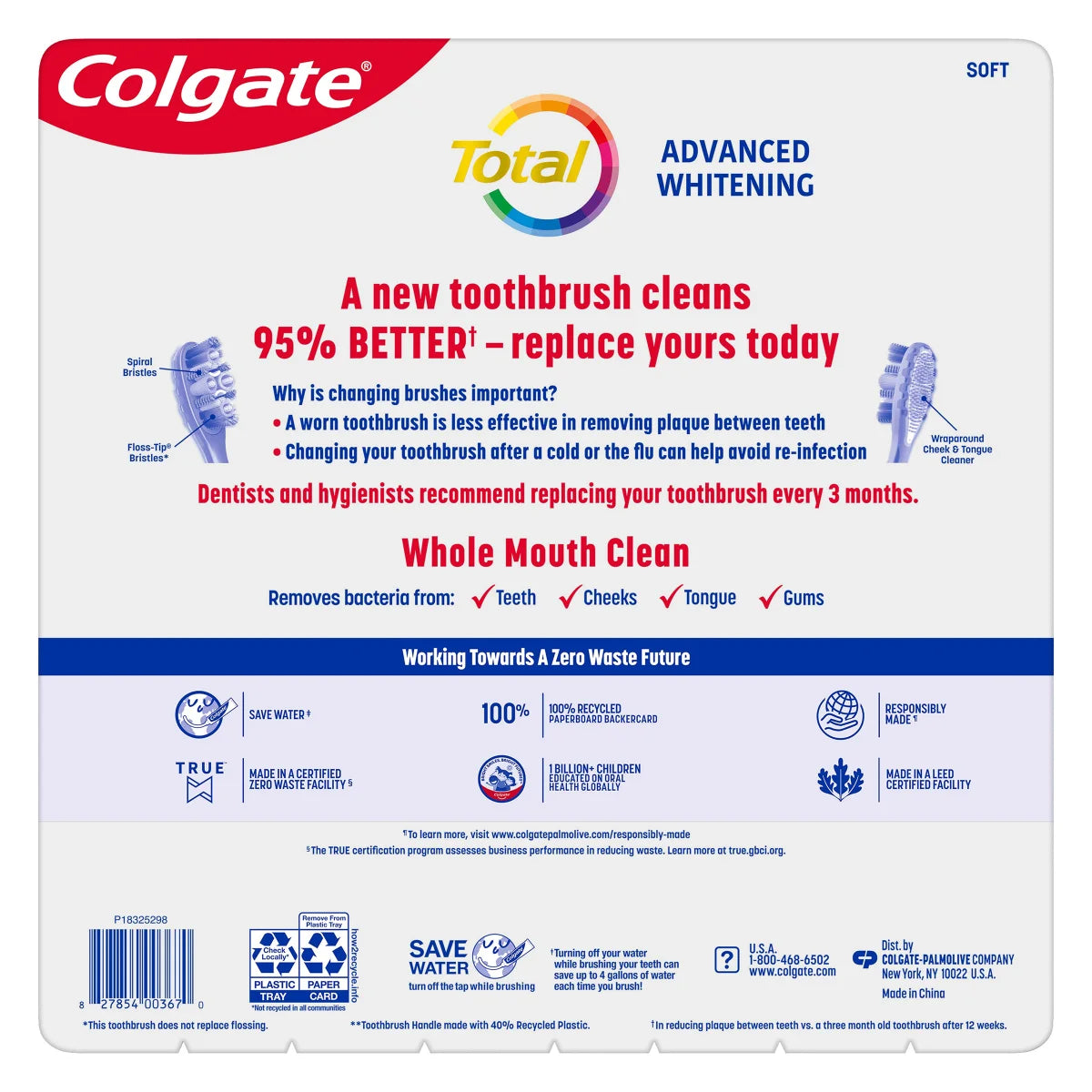 Colgate Total Advanced Whitening Toothbrush, 8-pack