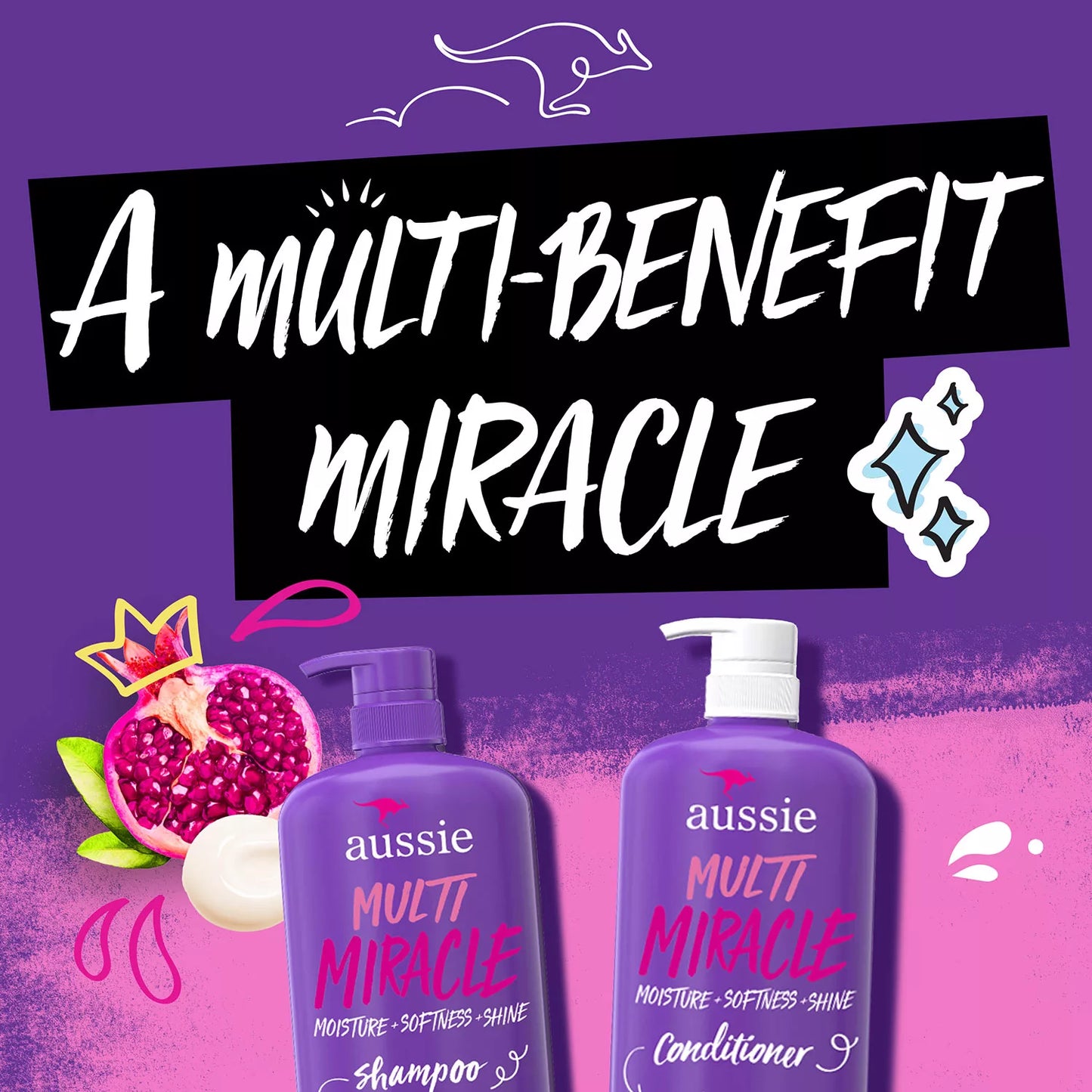 Aussie Multi Miracle 3-in-1 Shampoo and Conditioner, 33.8 fl. oz., 2 pk.