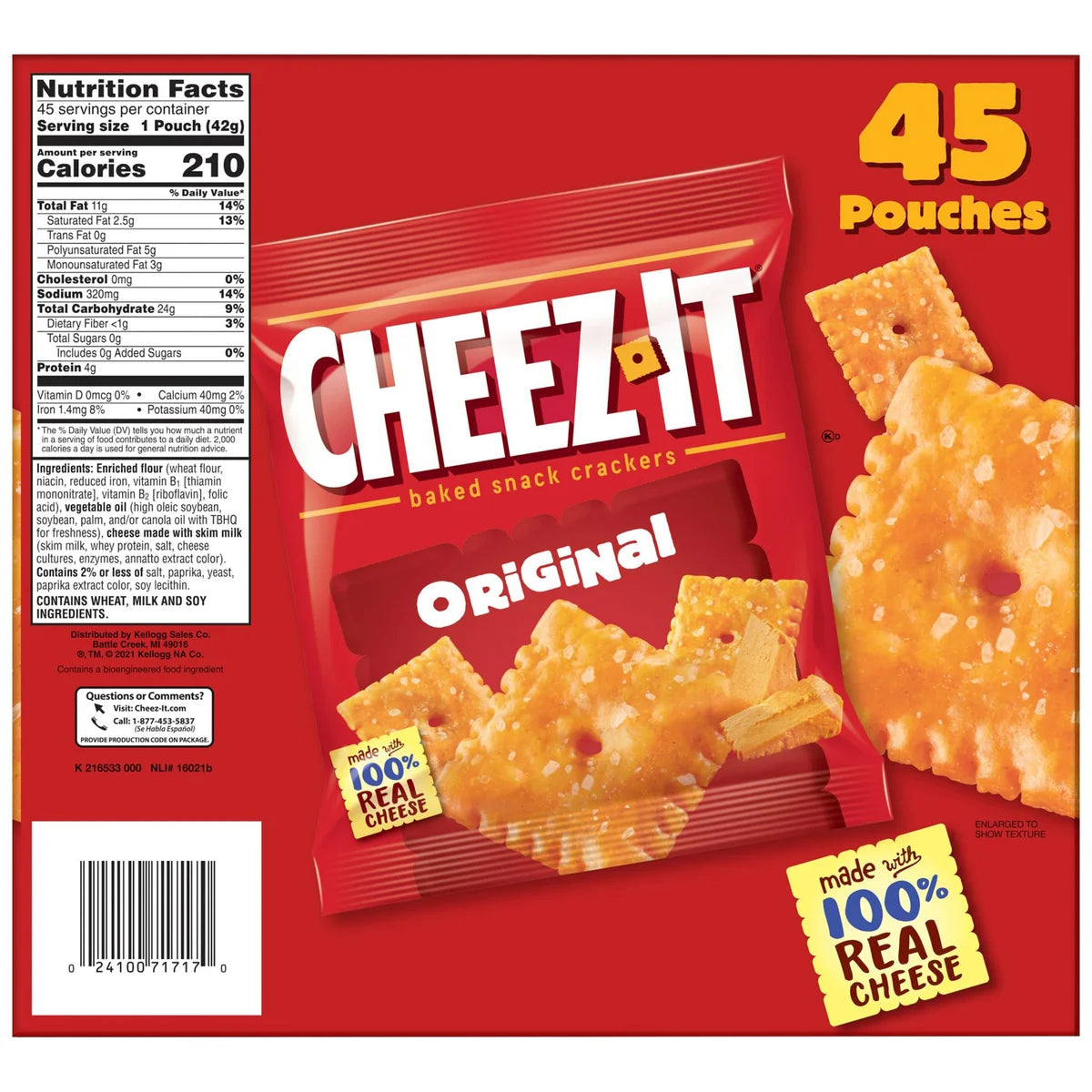 Cheez-It Crackers, Cheddar, 1.5 oz, 45-count
