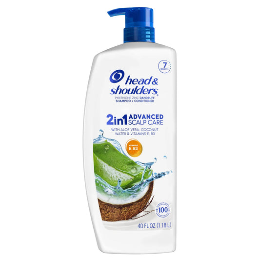Head & Shoulders 2-in-1 Dandruff Shampoo and Conditioner Advanced Scalp Care with Aloe Vera, Coconut Water & Vitamins, 40 fl oz