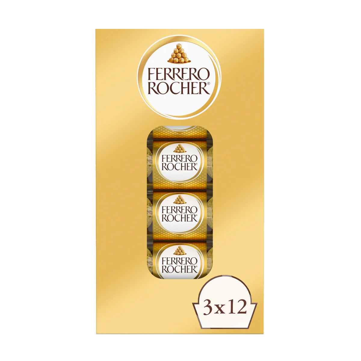 Ferrero Rocher, Milk Chocolate Hazelnut Candy, 1.3 oz, 3-count, 12-pack