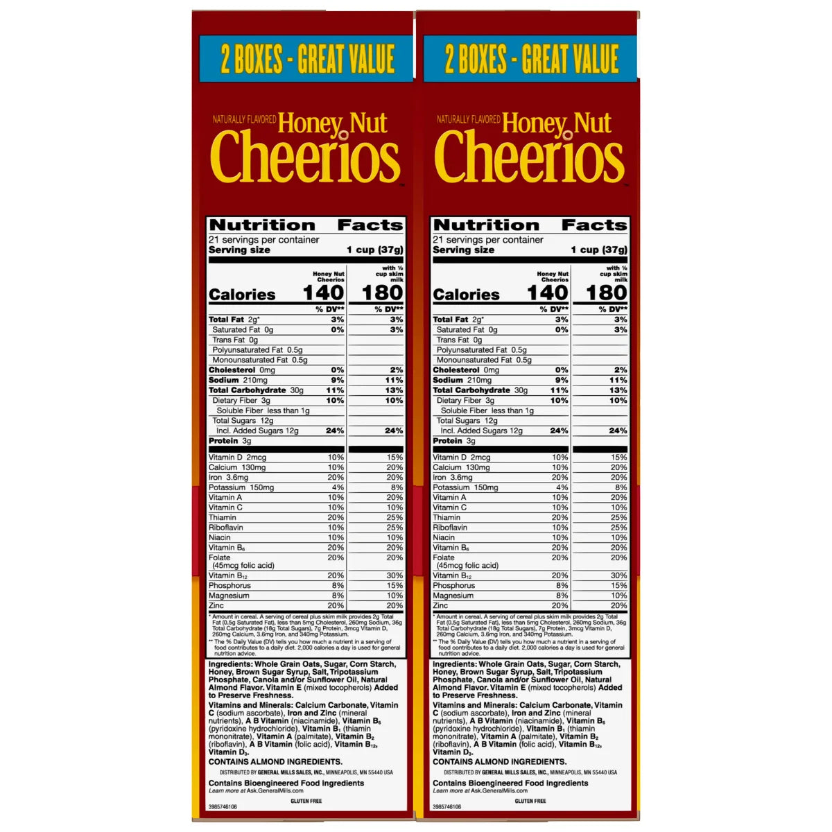 General Mills, Cheerios Cereal, Honey Nut, 27.5 oz, 2-Count