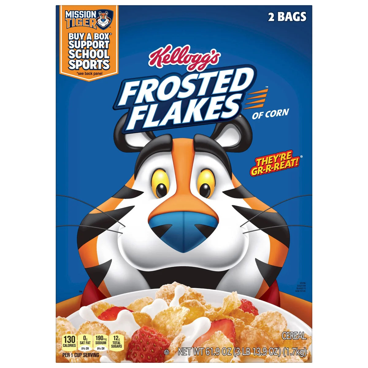 Kellogg's Frosted Flakes Cereal, 30.95 oz, 2-count