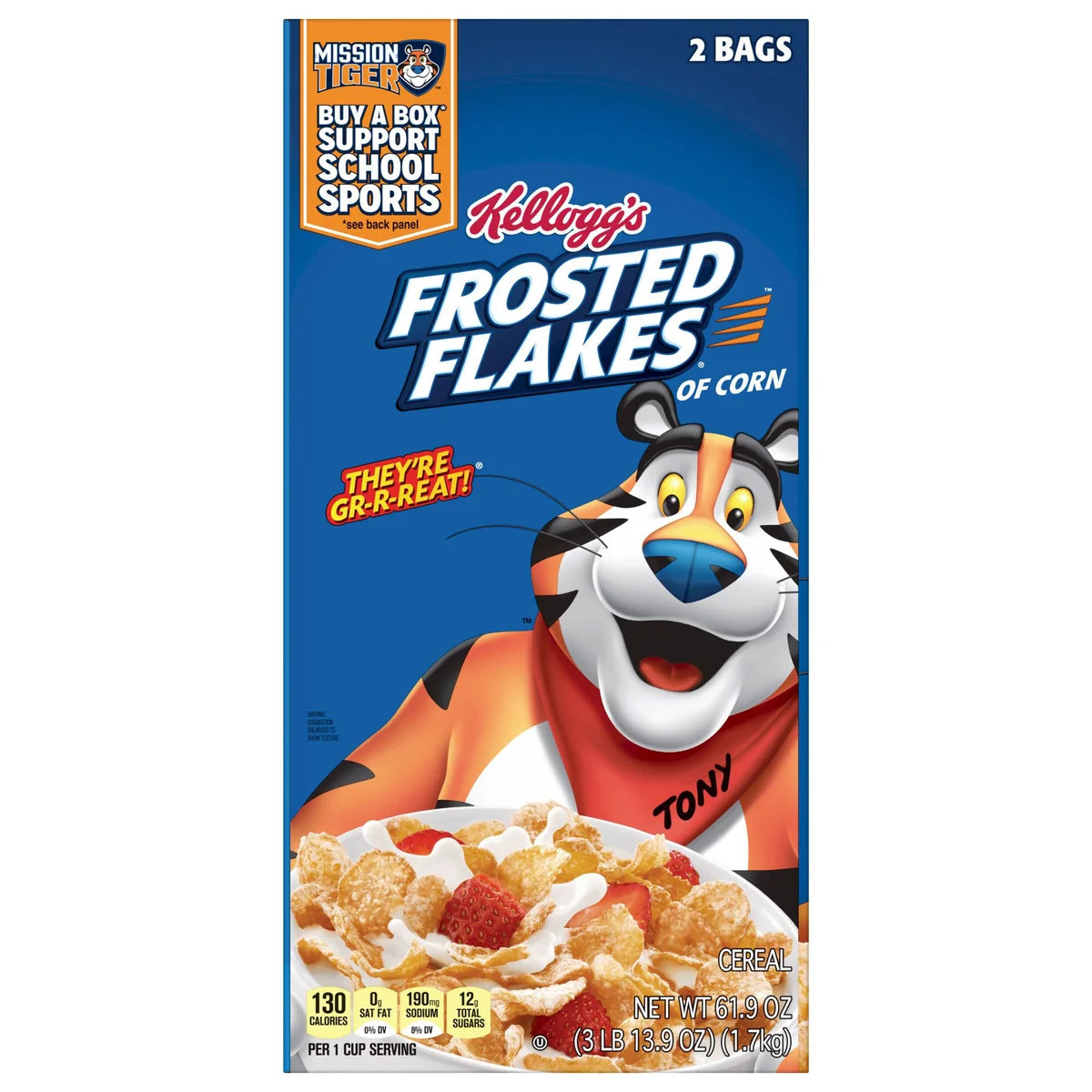 Kellogg's Frosted Flakes Cereal, 30.95 oz, 2-count