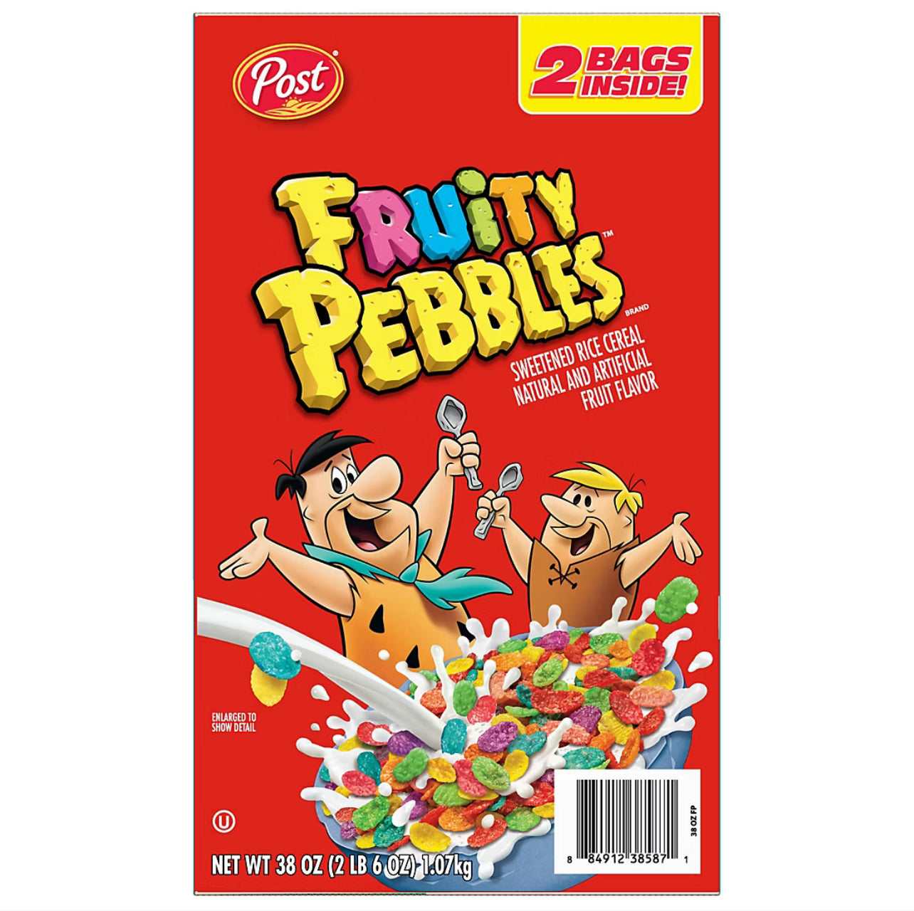 Post Fruity Pebbles Crispy Rice Cereal, 2 pk./19 oz.
