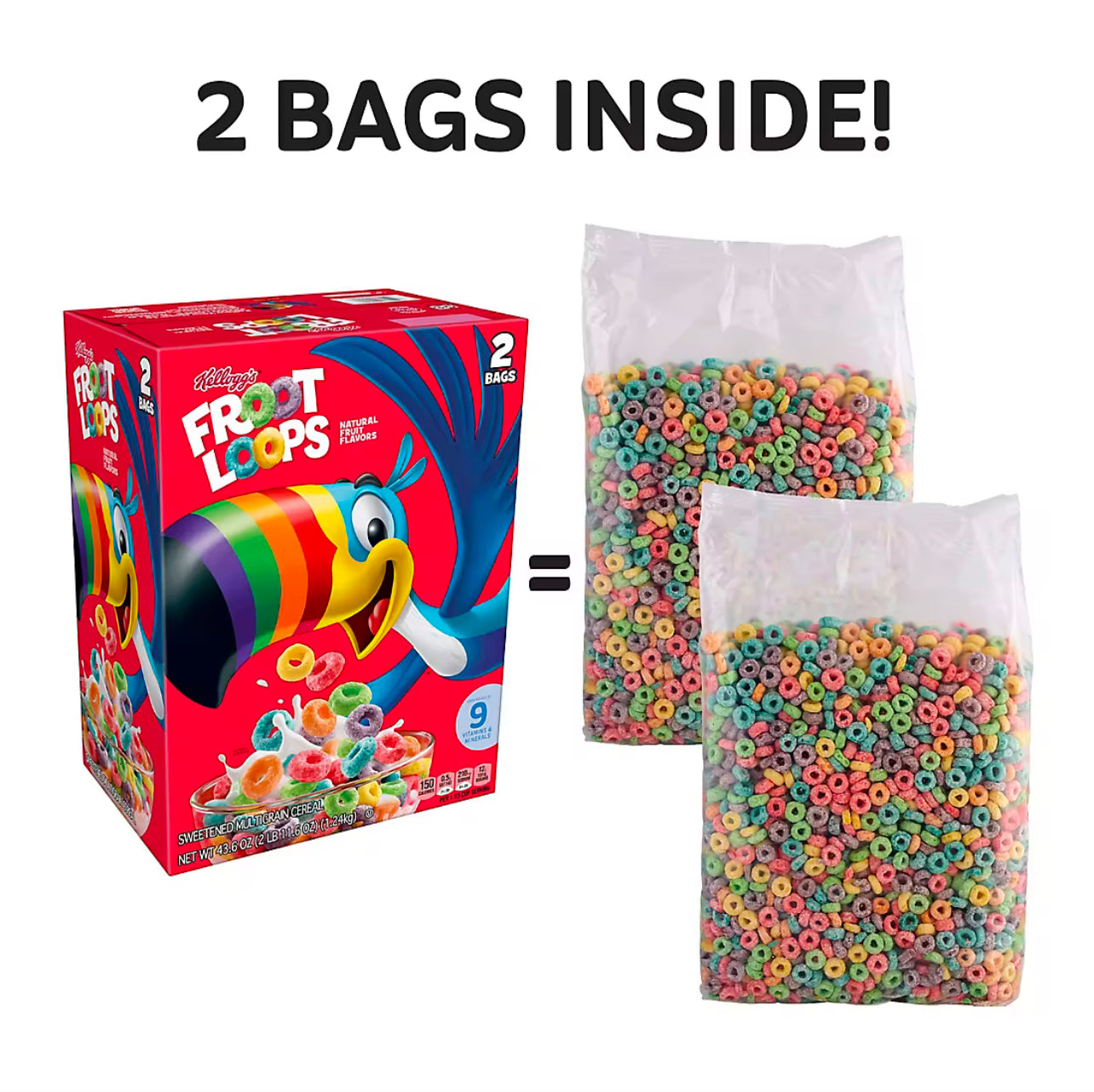 Kellogg's Froot Loops Breakfast Cereal, 2 pk.