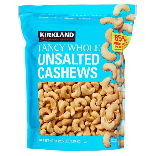 Kirkland Signature Fancy Whole Cashews, Unsalted, 2.5 lbs