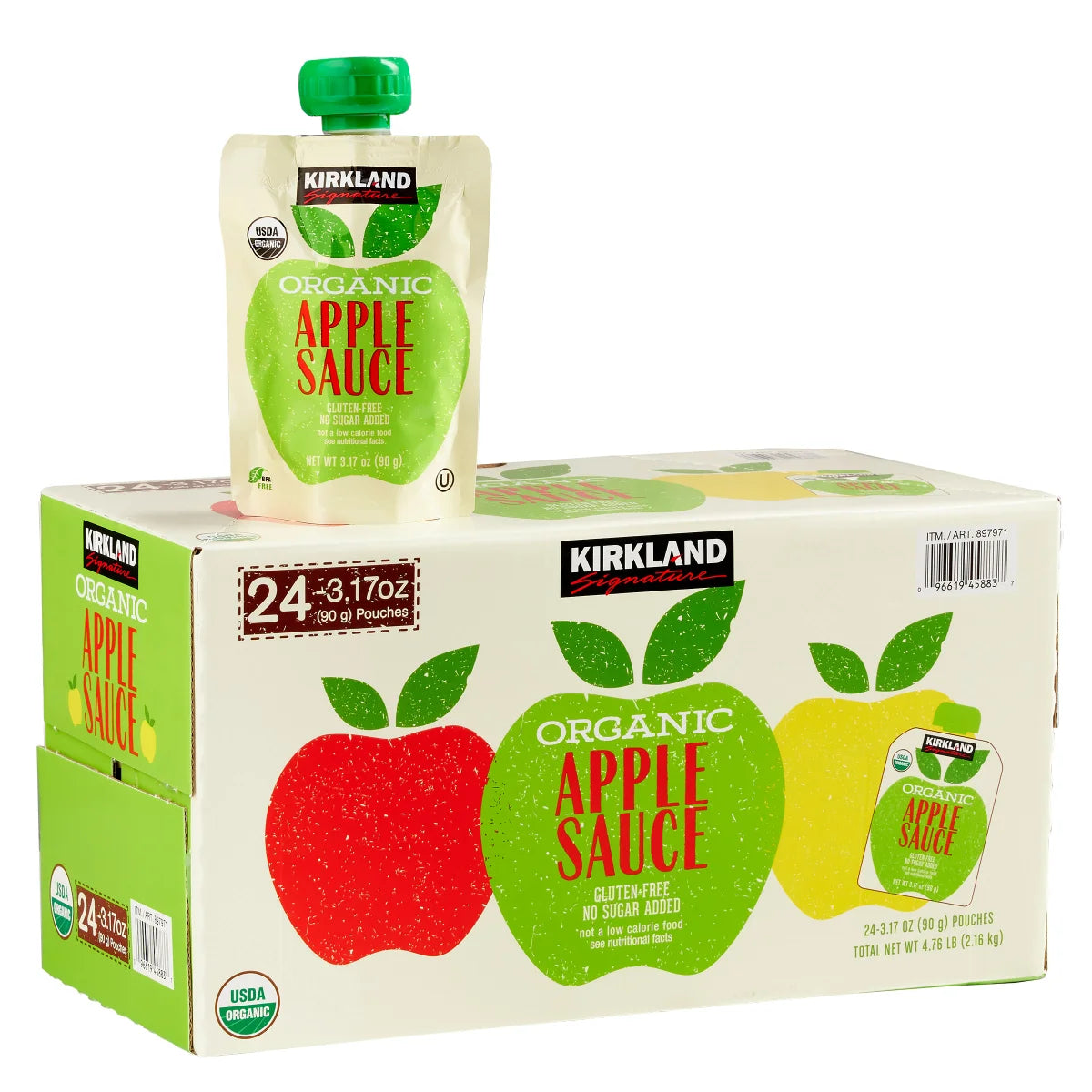 Kirkland Signature, Organic Applesauce, 3.17 oz, 24-Count