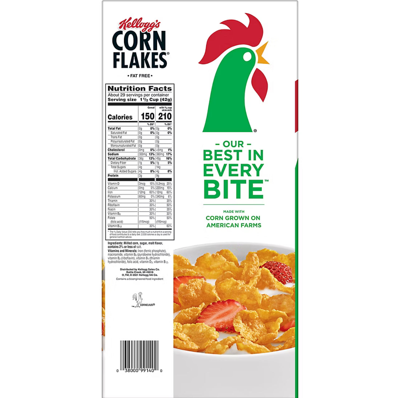 Kellogg's Corn Flakes Breakfast Cereal, 2 pk.