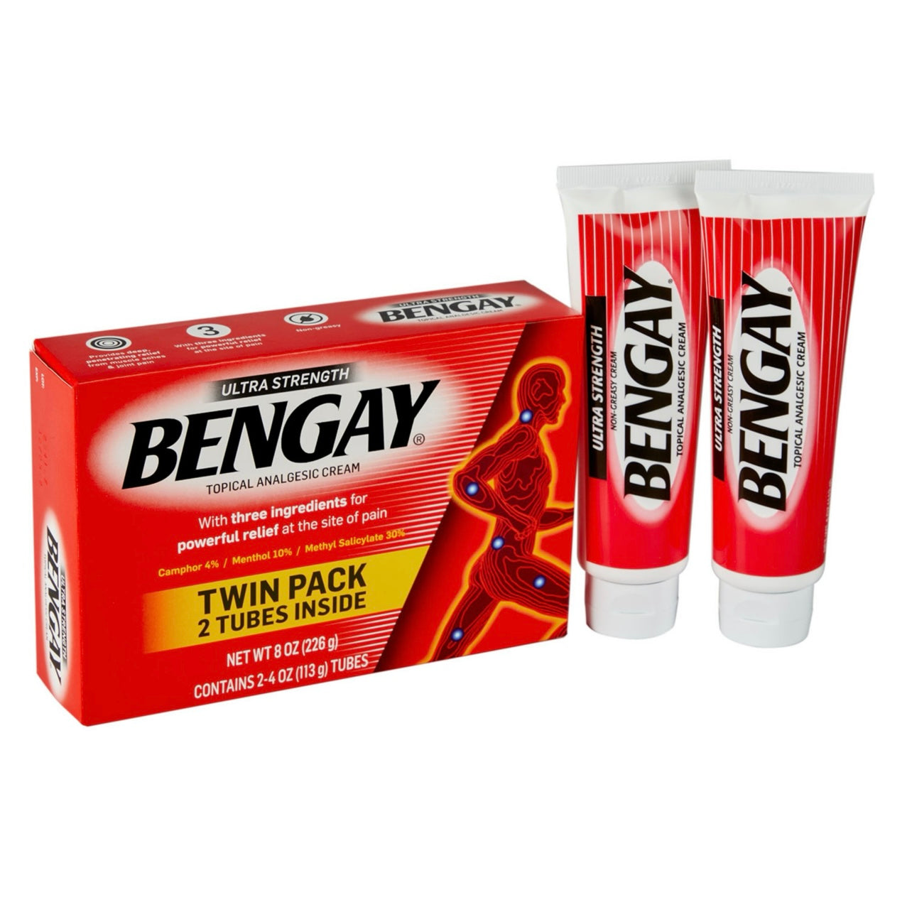 Ultra Strength BENGAY, Non-Greasy Topical Pain Relieving Cream, 8 Ounces