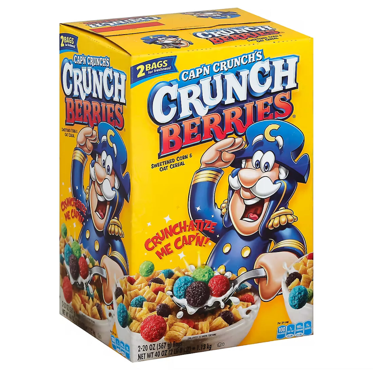 Cap'n Crunch's Crunch Berries Sweetened Corn & Oat Cereal, 2 pk./20 oz.