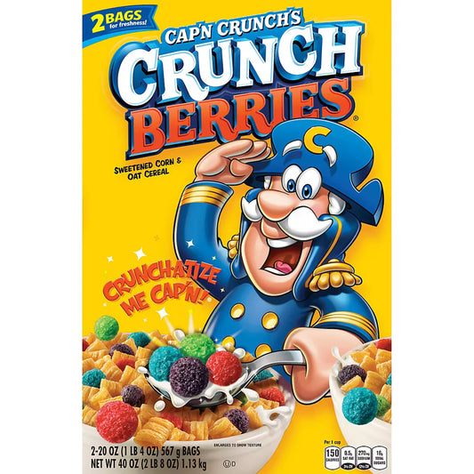 Cap'n Crunch's Crunch Berries Sweetened Corn & Oat Cereal, 2 pk./20 oz.