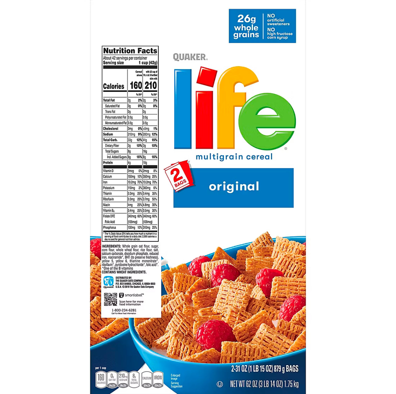 Quaker Life Cereal, 2 pk./31 oz.