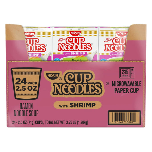 Nissin Cup Noodles, Shrimp, 2.5 oz, 24-count