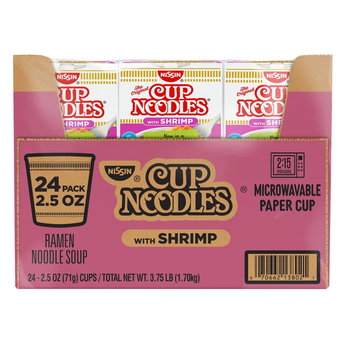 Nissin Cup Noodles, Shrimp, 2.5 oz, 24-count