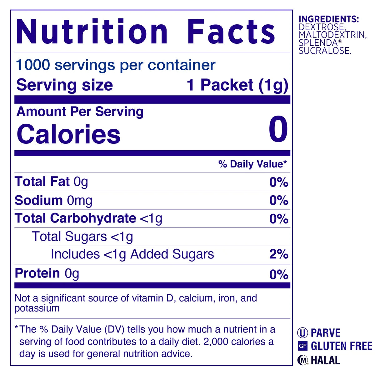 Splenda Zero Calorie Sweetener Packets, 1,000-count