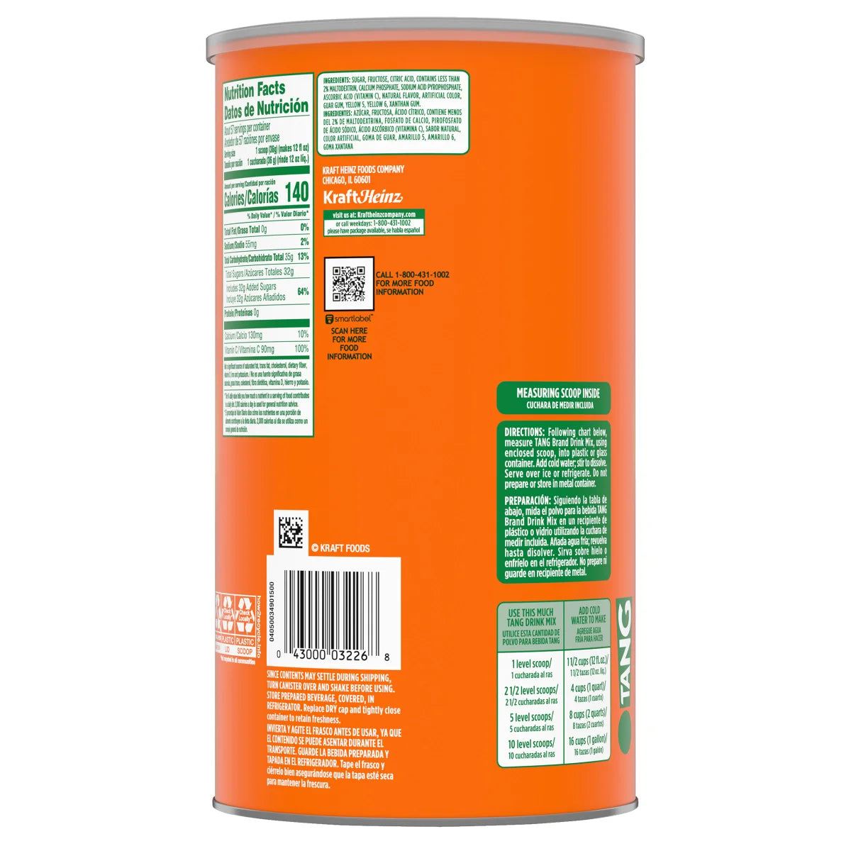 Tang, Drink Mix, Orange, 72 oz