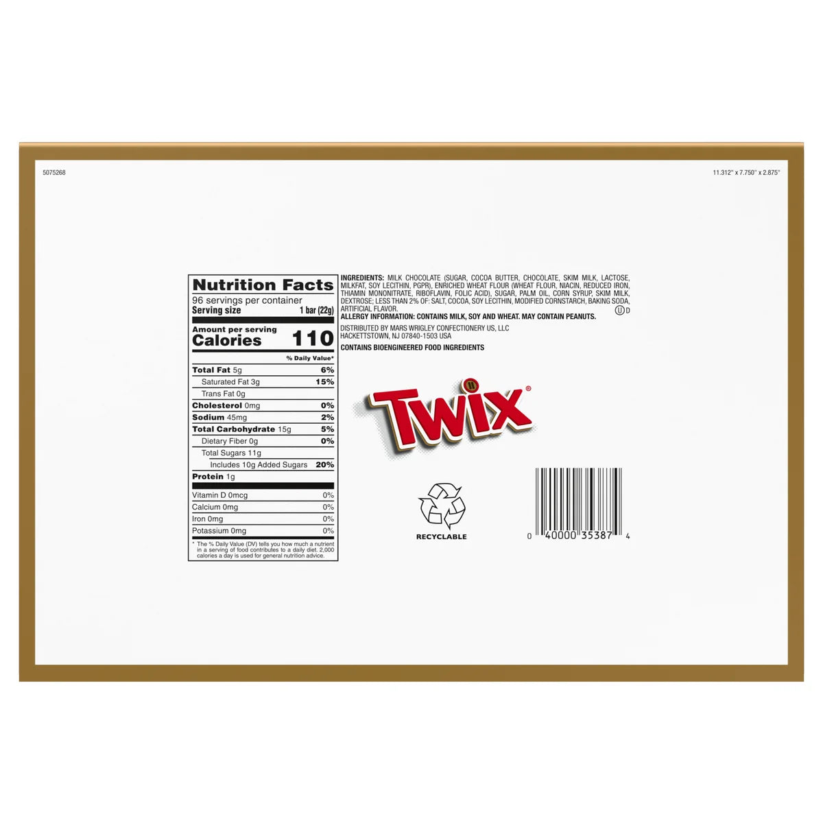 Twix Share Size Chocolate Caramel Cookie Candy Bar, 3.02 oz, 24-count