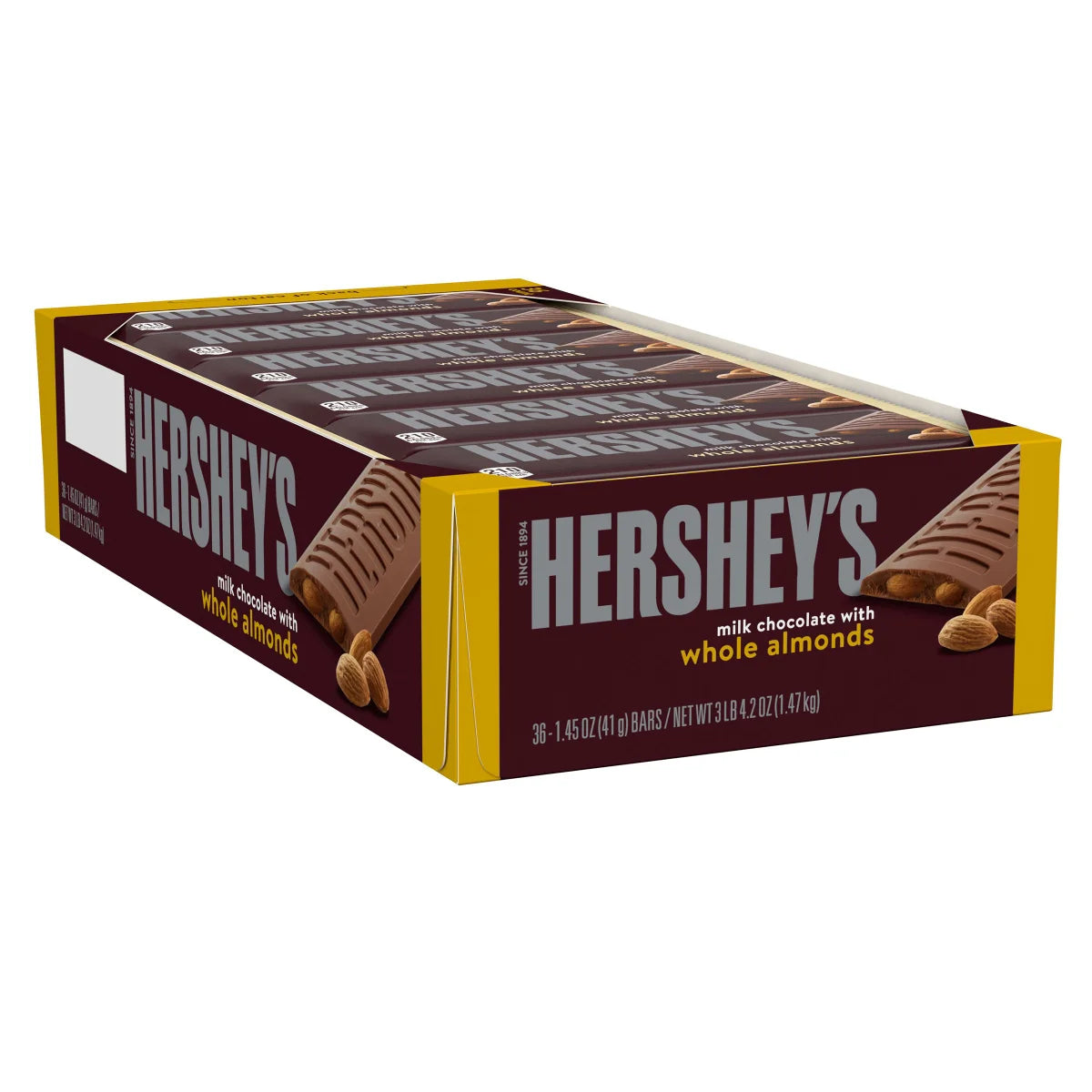 Hershey's Milk Chocolate With Almonds, 1.45 oz, 36-count