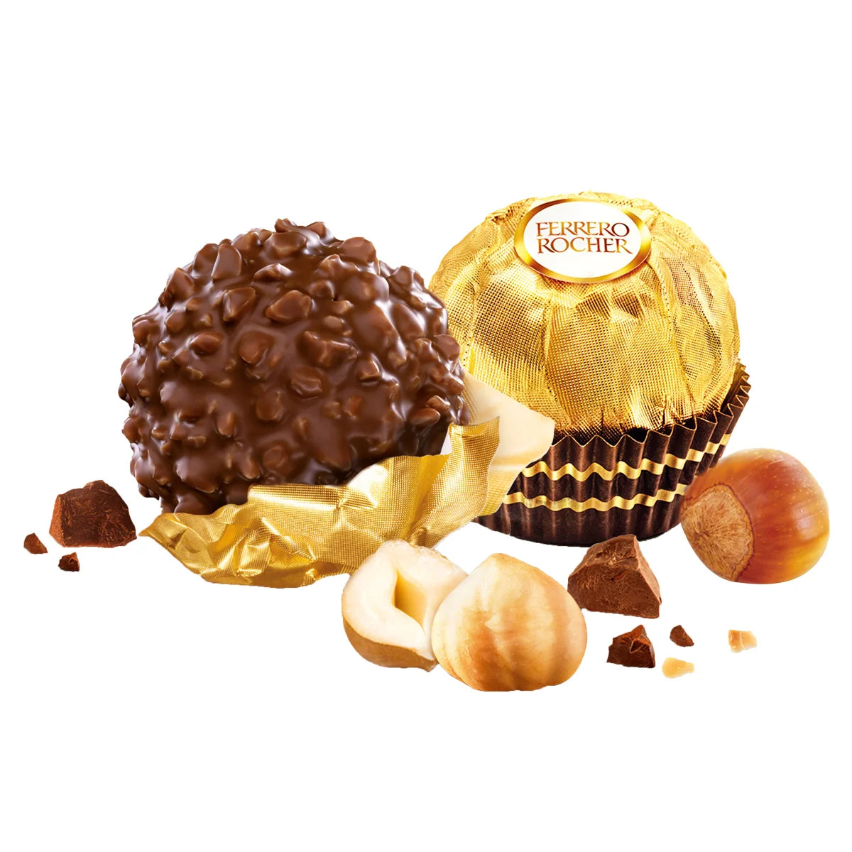 Ferrero Rocher, Milk Chocolate Hazelnut Candy, 1.3 oz, 3-count, 12-pack