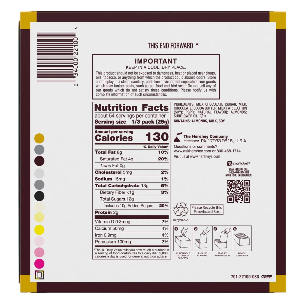 Hershey's Milk Chocolate with Almonds, King Size, 18-count