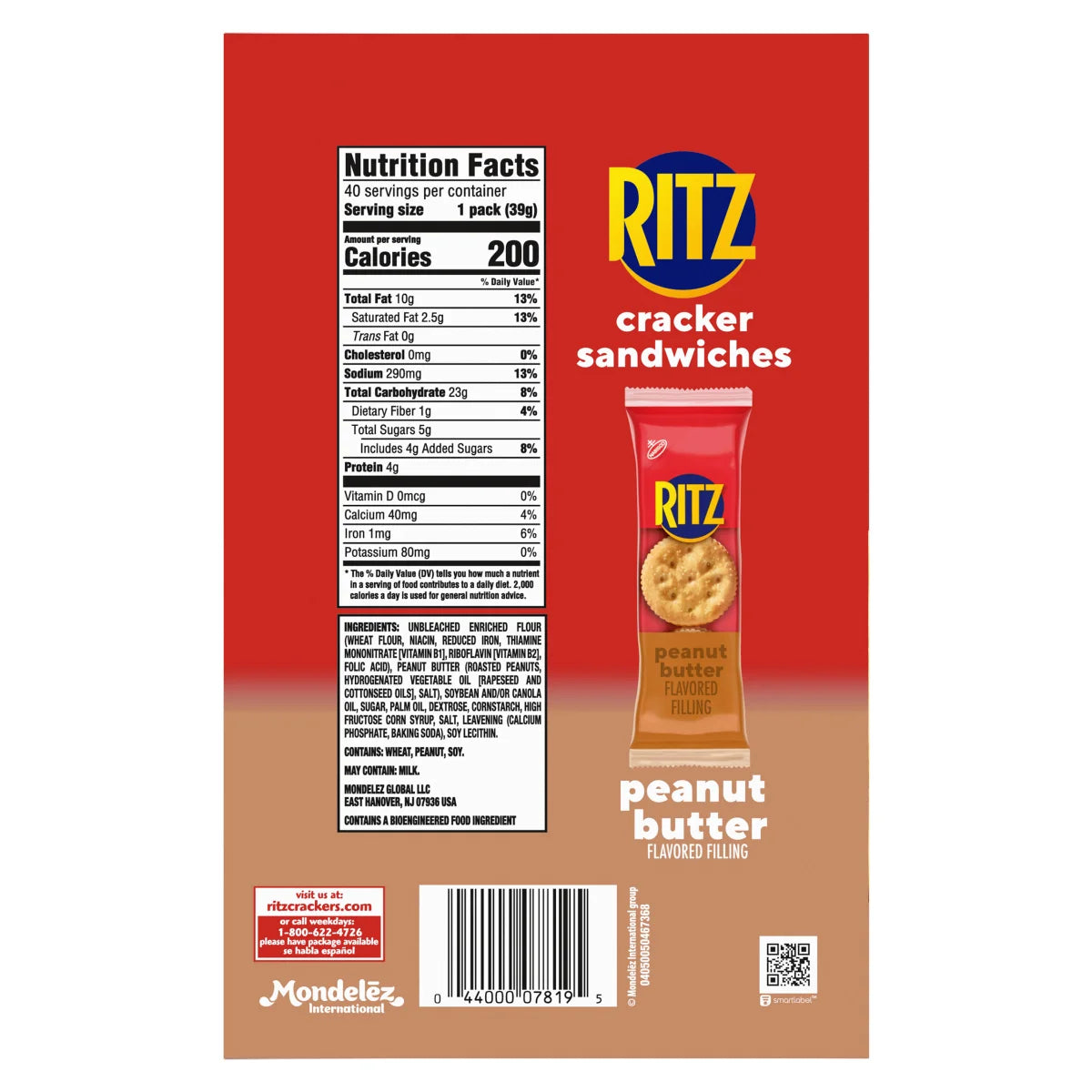 Ritz Cracker Sandwiches, Peanut Butter, 40-count