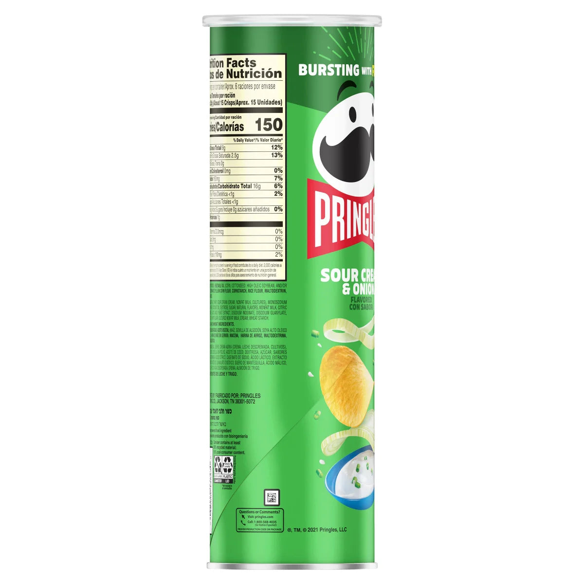 Pringles Potato Chips, Sour Cream & Onion, 5.57 oz, 14-count