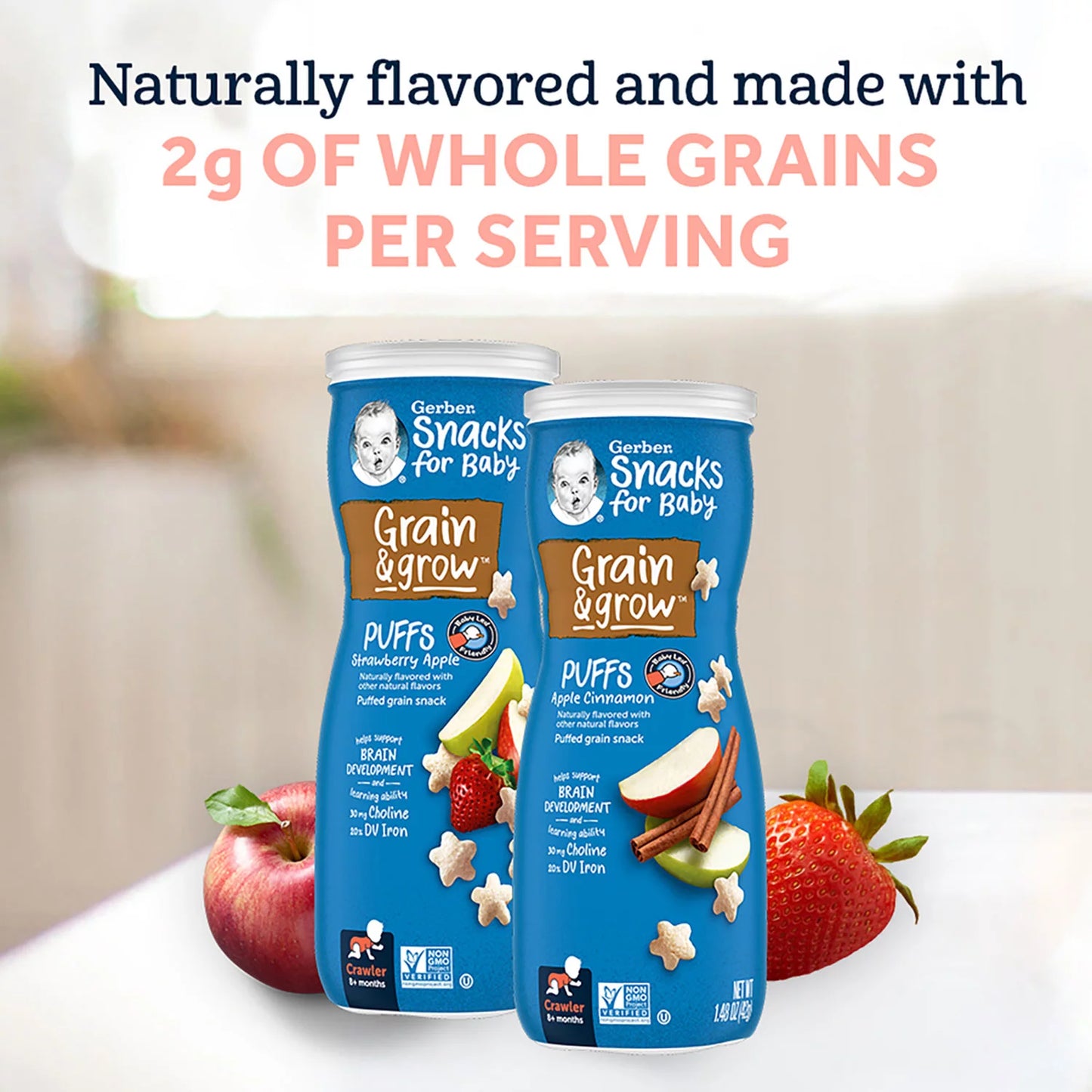 Gerber Grain & Grow Cereal Snack Puffs, Variety Pack, 1.48 oz., 8 ct.