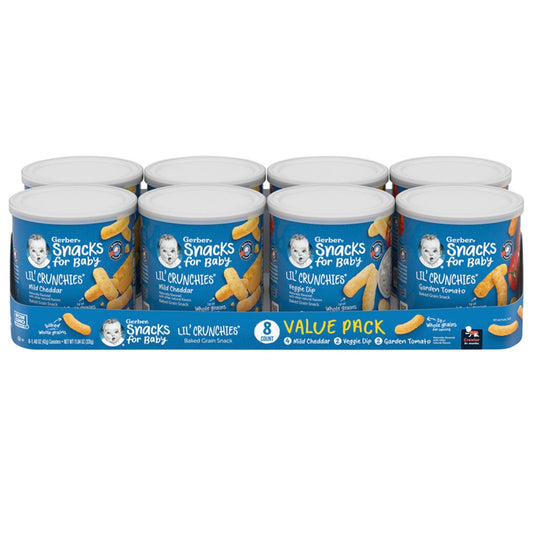 Gerber Lil' Crunchies Baked Grain Snack, Variety Pack 1.48 oz., 8 ct.