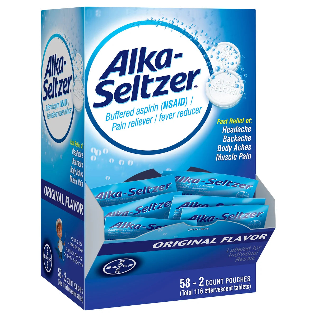 Alka-Seltzer Original, 2 Effervescent Tablets, 58 Pouches