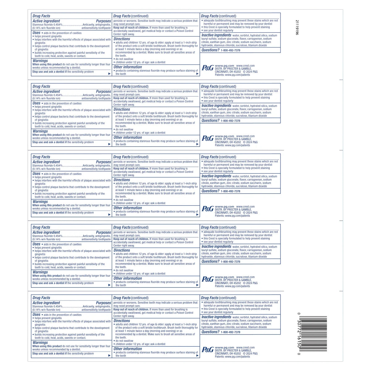 Crest Pro Health Advanced Toothpaste, 5.9 oz, 5-pack