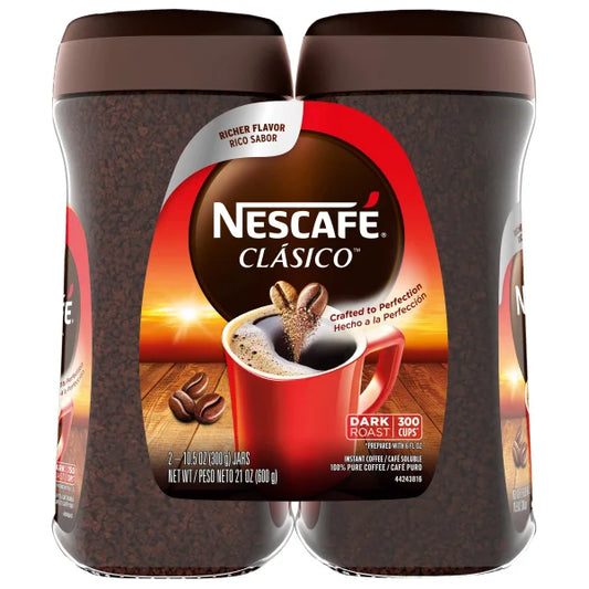 NESCAFE CLASICO Instant Coffee, Dark Roast, 10.5 oz, 2-count