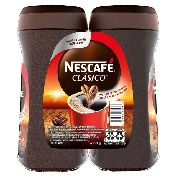 NESCAFE CLASICO Instant Coffee, Dark Roast, 10.5 oz, 2-count