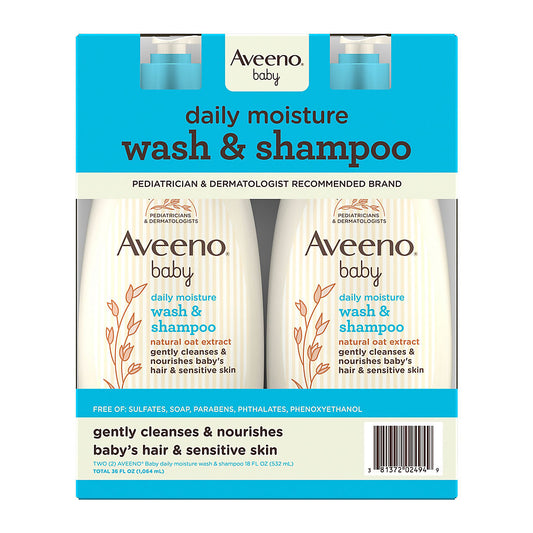Aveeno Baby Daily Moisture Body Wash & Shampoo with Natural Oat Extract, 2 pk./18 fl. oz.