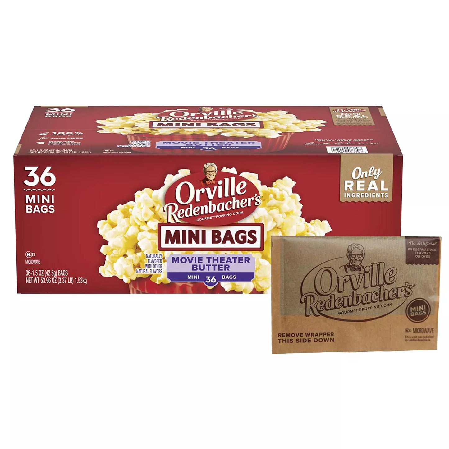 Orville Redenbacher's Movie Butter Microwave Popcorn, Mini Bags, 1.5 oz., 36 pk.