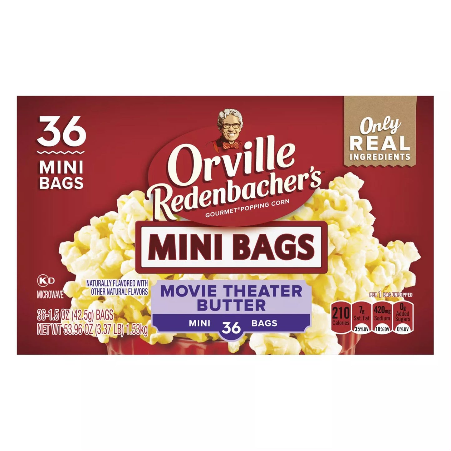 Orville Redenbacher's Movie Butter Microwave Popcorn, Mini Bags, 1.5 oz., 36 pk.