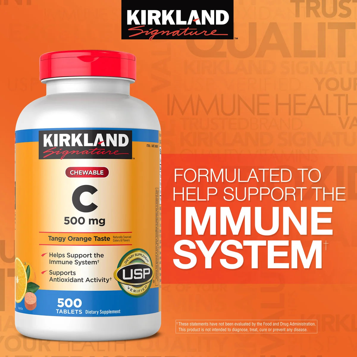 Kirkland Signature Chewable Vitamin C 500 mg., 500 Tablets
