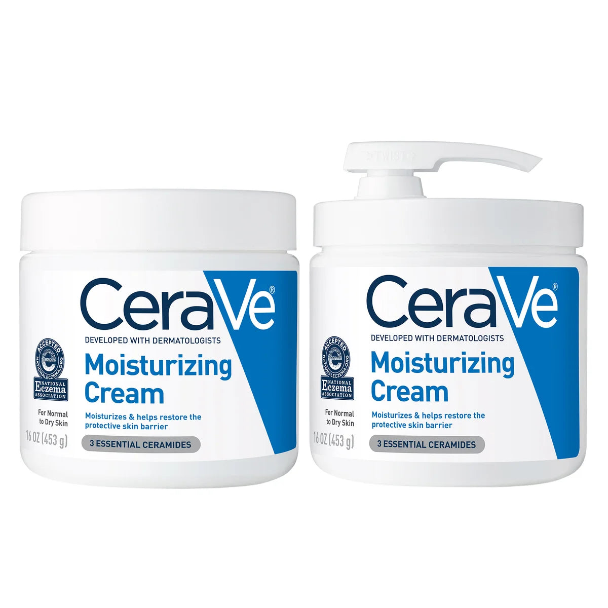 CeraVe Moisturizing Cream Interchangeable Multi-Pack, 16 oz Jar with Pump + 16 oz Jar