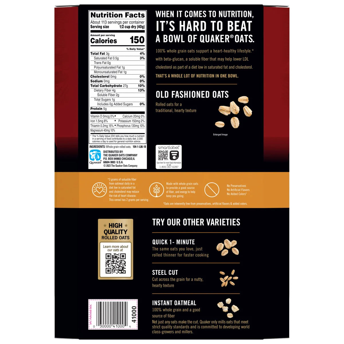 Quaker, Oats Old Fashioned Oatmeal, 10 lbs