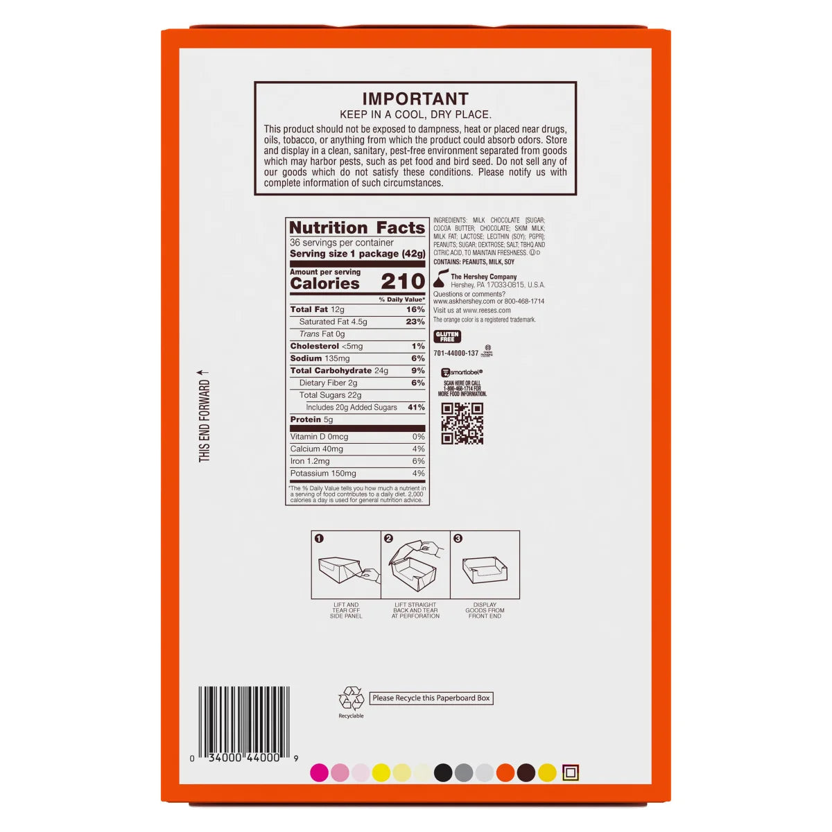 Reese's Peanut Butter Cups, Milk Chocolate, 1.5 oz, 36-count