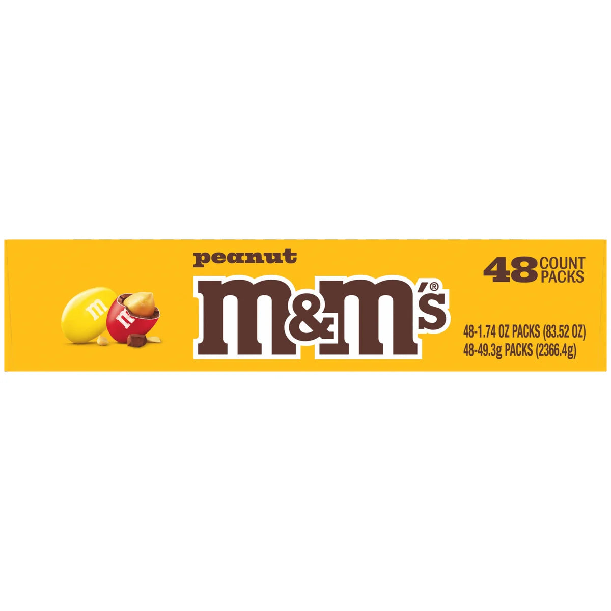 M&M's Chocolate Candy, Peanut, Full Size, 1.74 oz, 48-count
