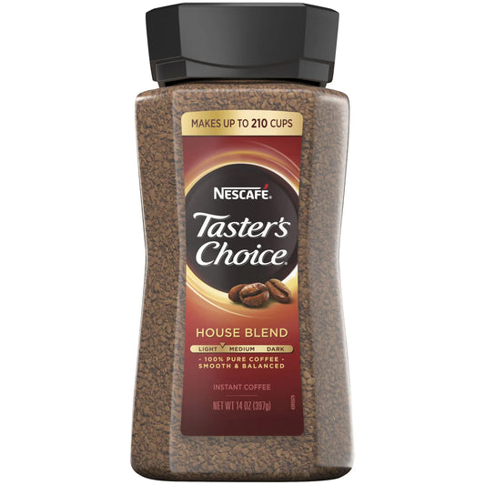 NESCAFE Taster's Choice Instant Coffee, House Blend, Light-Medium Roast,14 oz