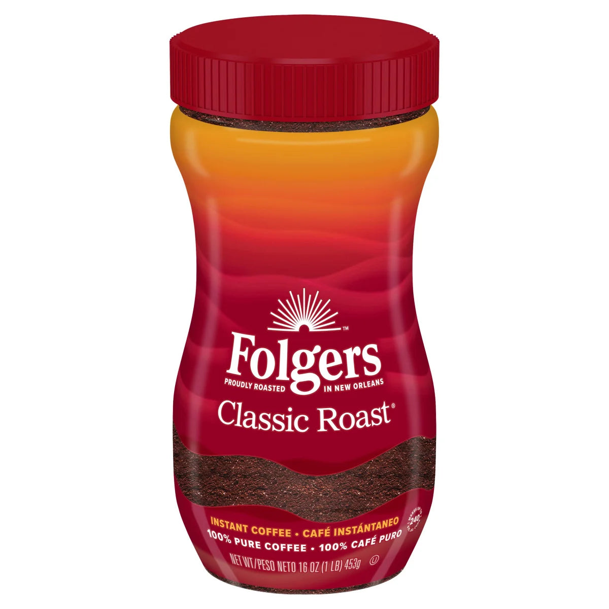 Folgers Instant Coffee Classic Roast Coffee, 16 oz
