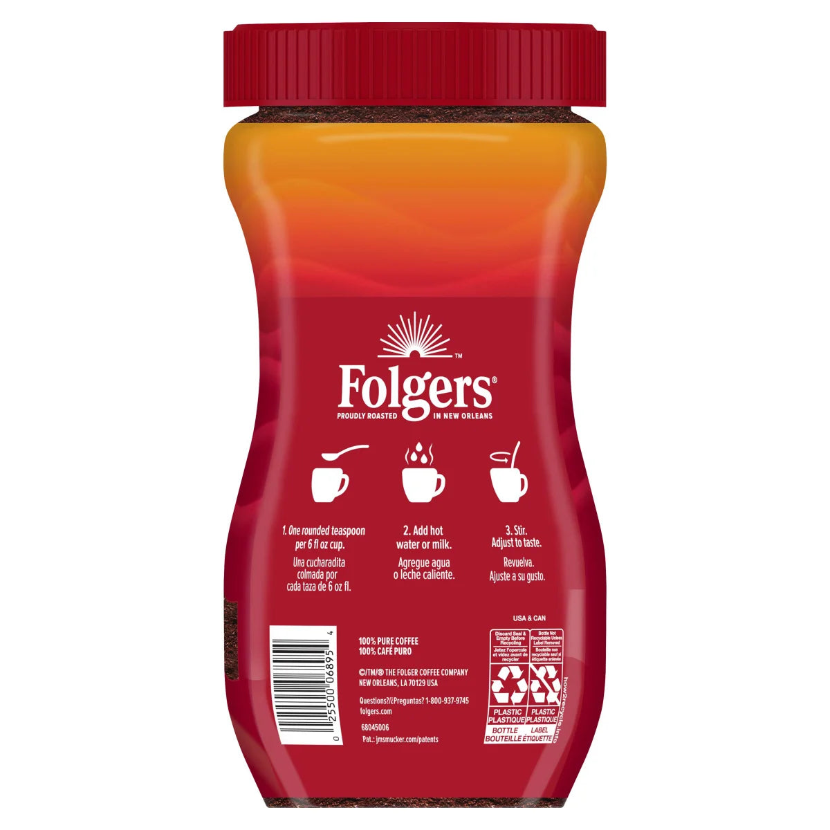Folgers Instant Coffee Classic Roast Coffee, 16 oz