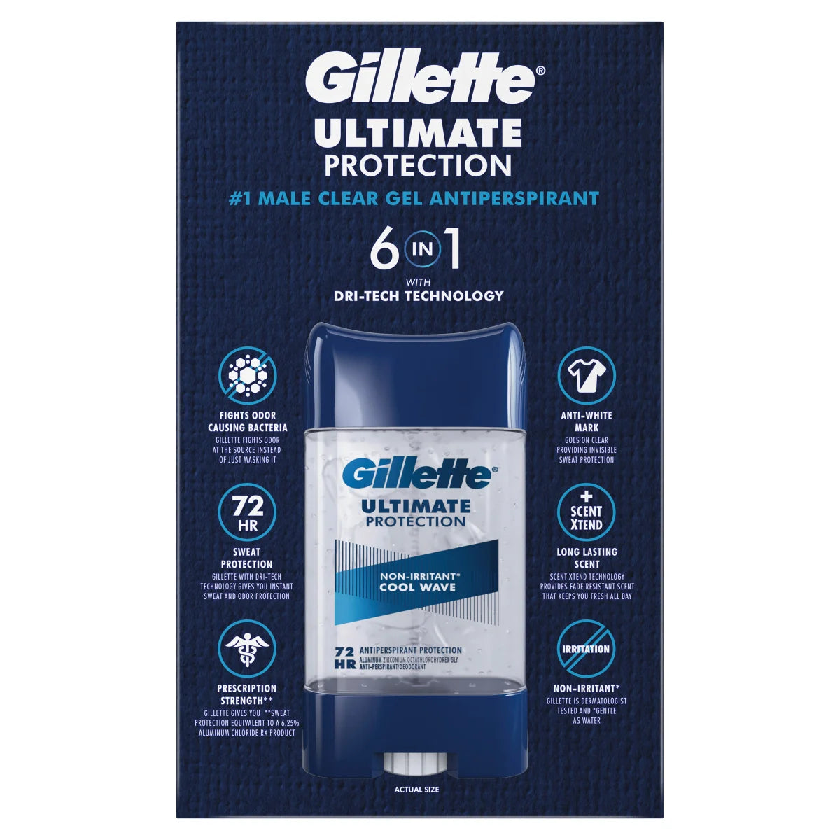 Gillette Ultimate Protection 6-in-1 Antiperspirant, 3.8 oz, 5-pack